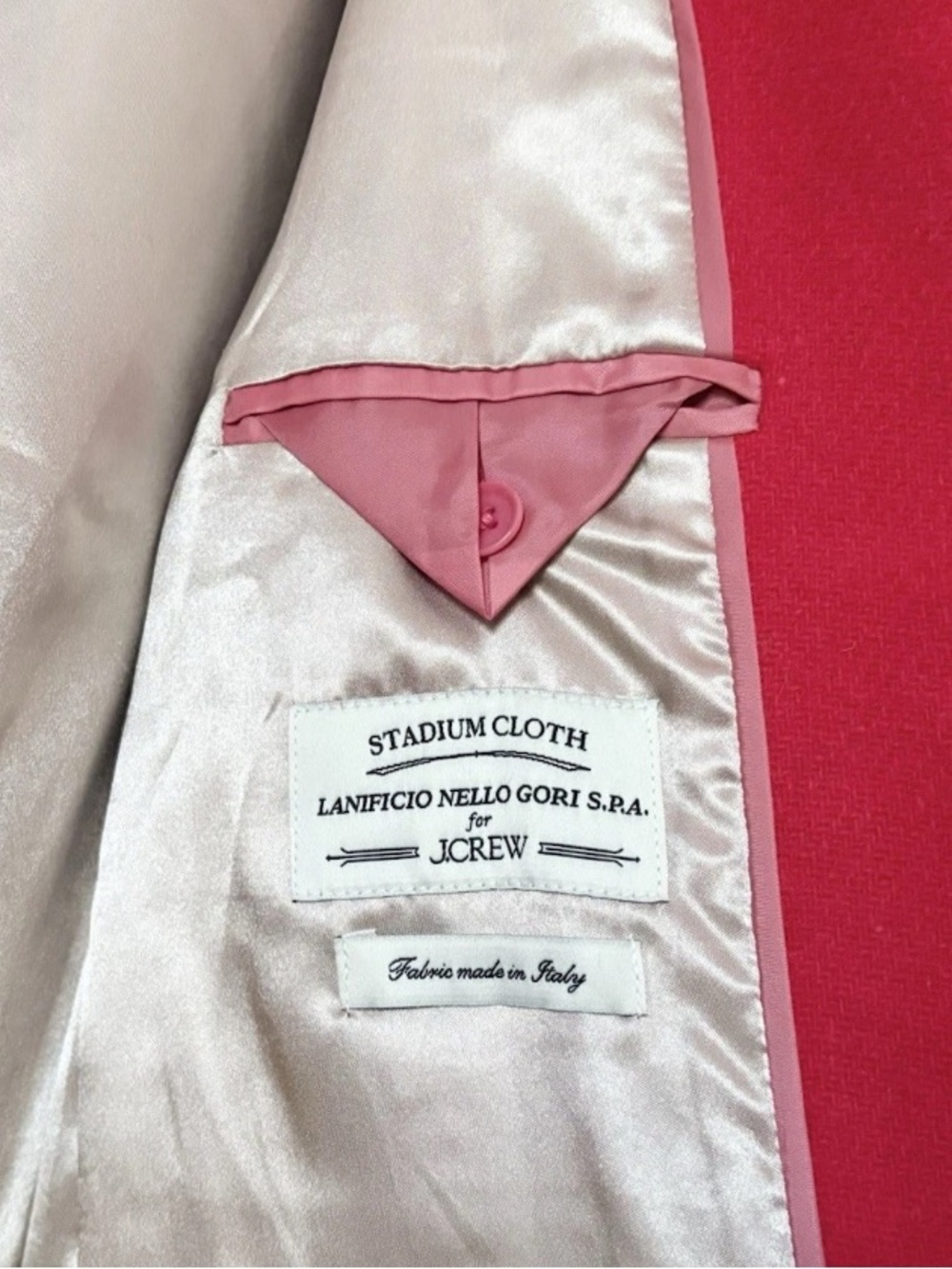 $398 J CREW Red Toscana Lanificio Nello Gori Stadium Cloth Wool Long Coat Sz 6 - Picture 10 of 16
